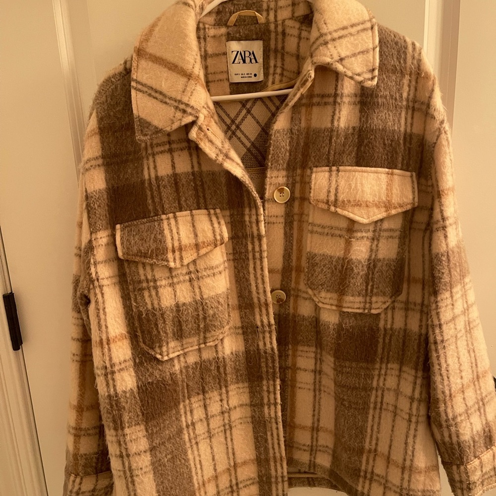 Zara shacket tan and brown - Picture 1 of 3